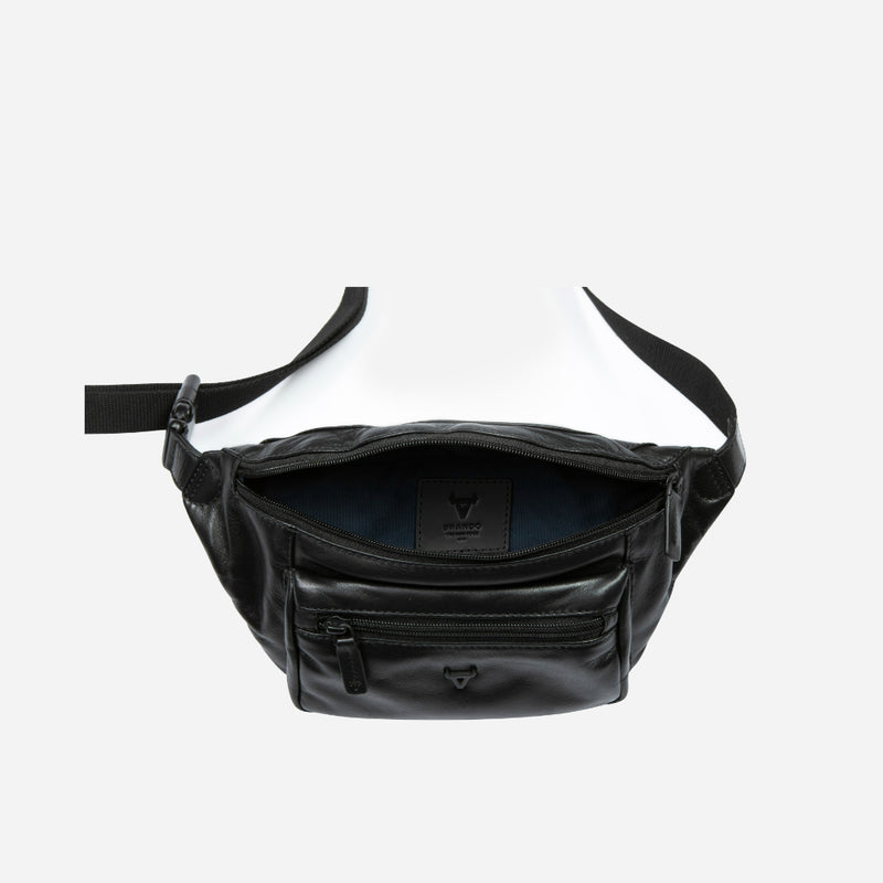 Classic Style Leather Waist Bag, Black