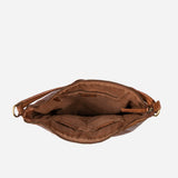 East West Ladies Leather Crossbody Bag, Cognac