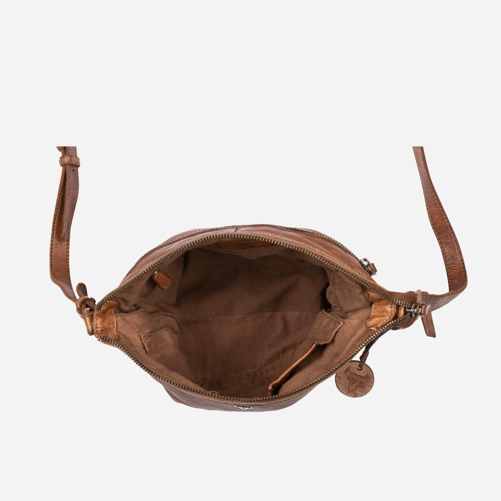 Ladies Leather Hobo Sling Bag, Cognac