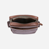 10" Leather Crossbody Bag, Brown