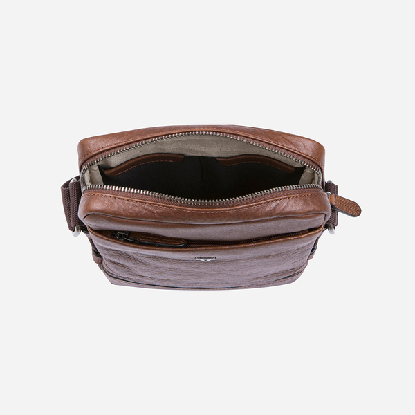 10" Leather Crossbody Bag, Brown