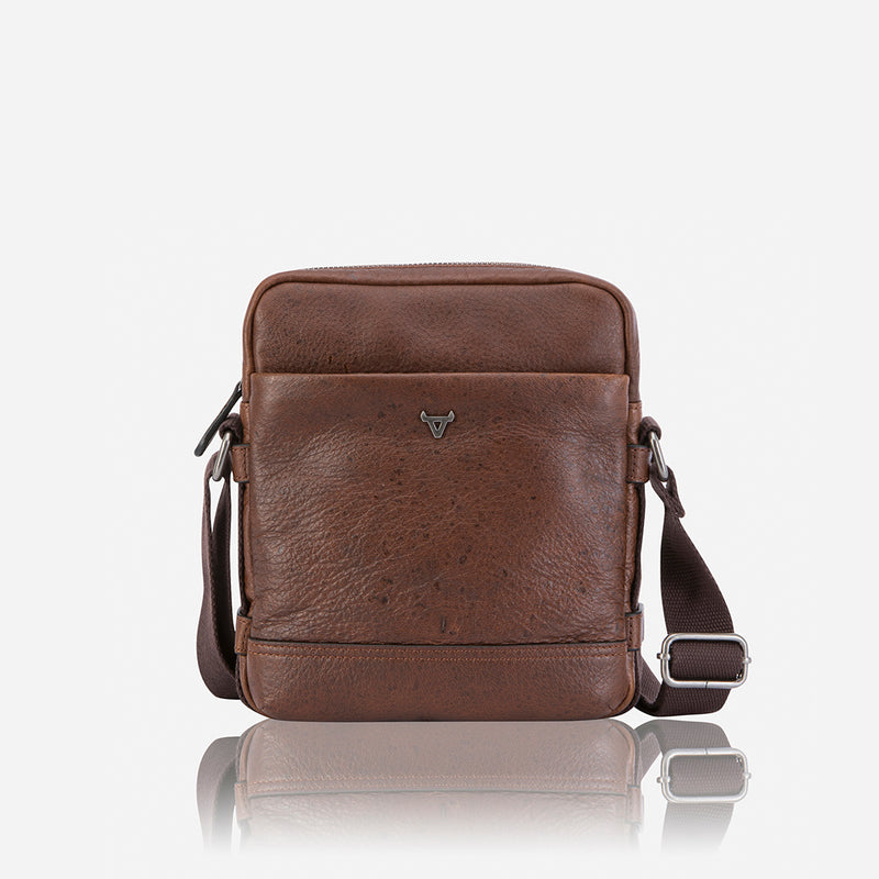 10" Leather Crossbody Bag, Brown