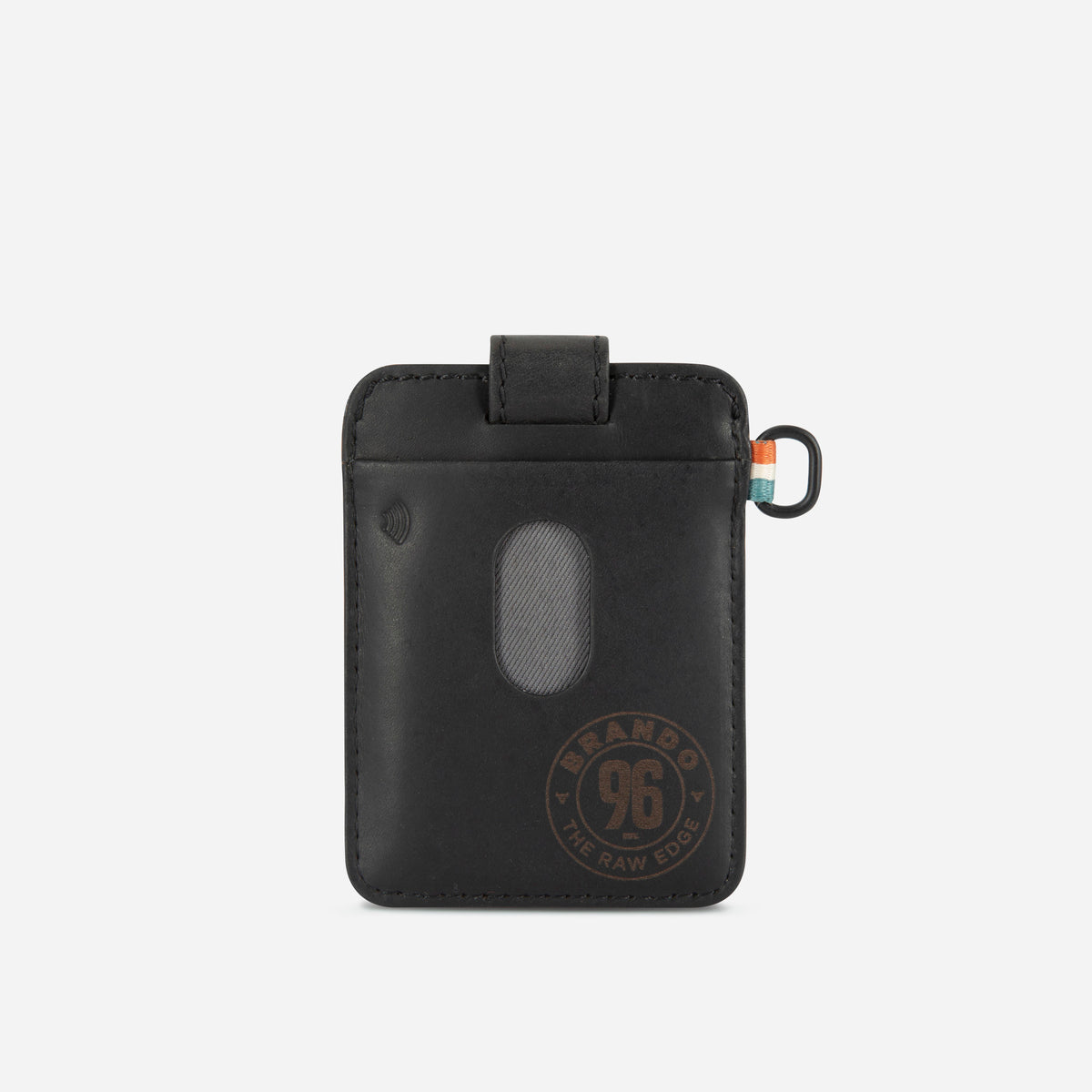 James Pull Tab Card Holder in Black - card holder, back view | Brando Leather