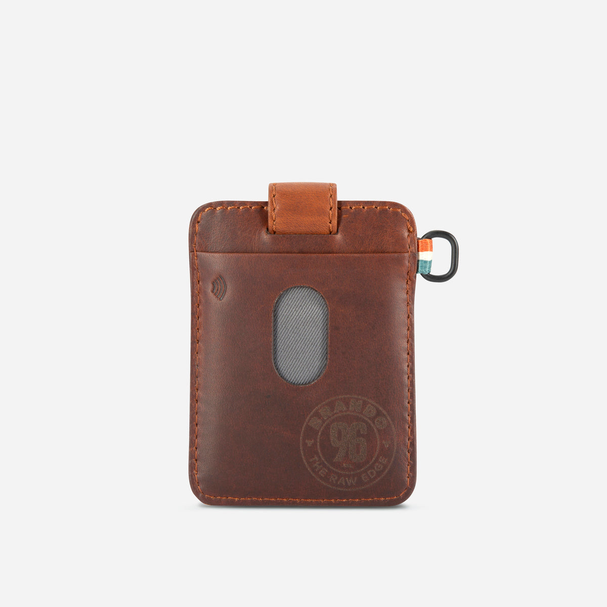 James Pull Tab Card Holder in Brown - card holder, back view | Brando Leather