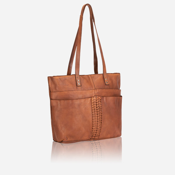 Charlize Shopper Leather Tote, Cognac
