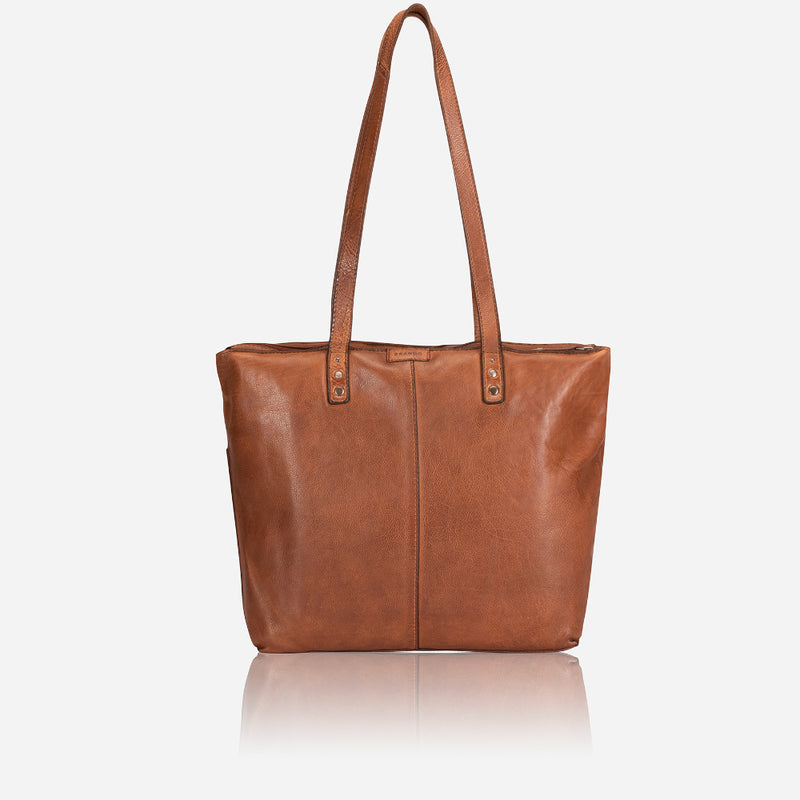 Charlize Shopper Leather Tote, Cognac