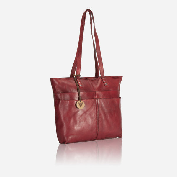 Charlize Shopper Leather Tote, Red