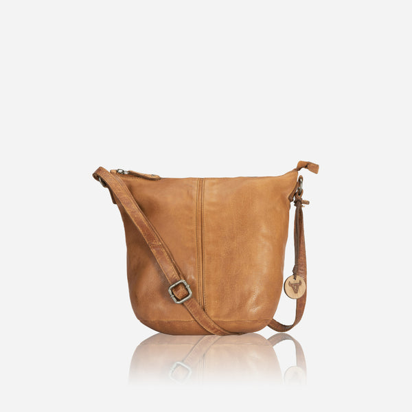 Rachel Leather Crossbody Bag, Tan