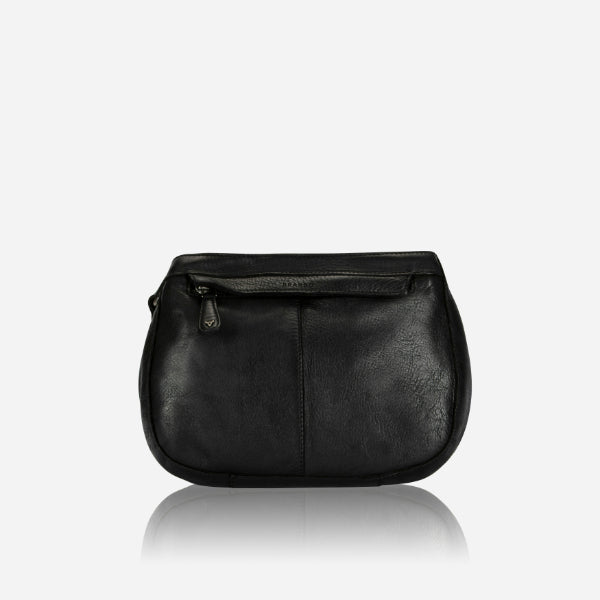 Double Compartment Leather Bag, Black