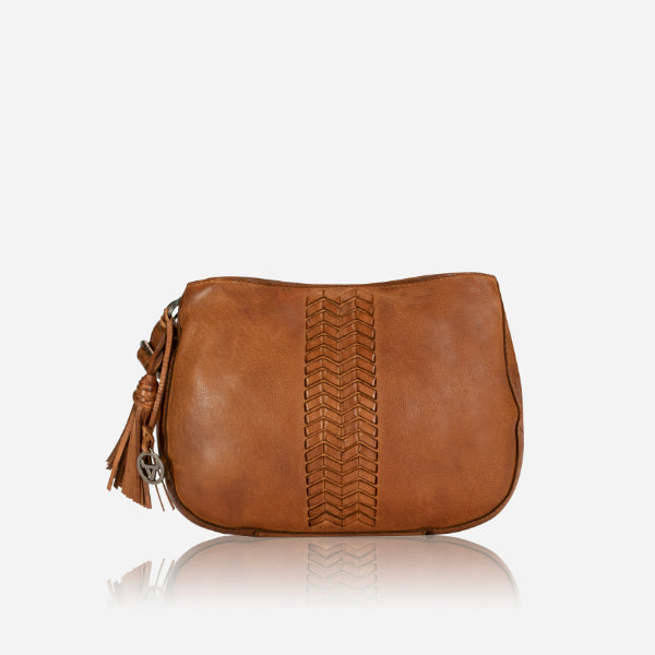 Double Compartment Leather Bag, Tan