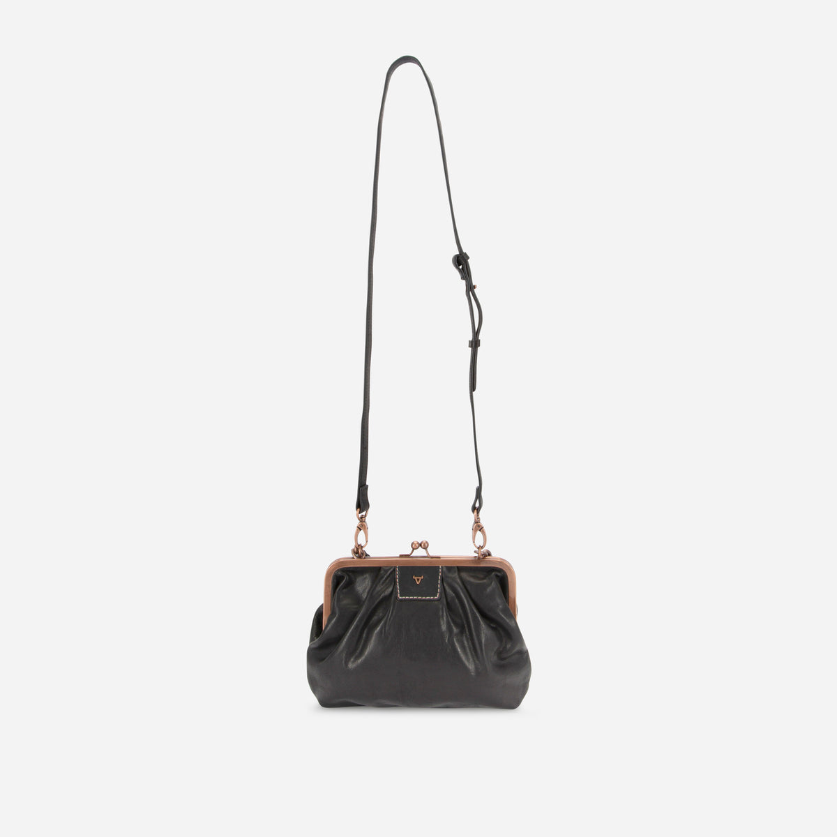 Fiona Frame Crossbody Bag in Black - crossbody bag with crossbody strap | Brando Leather