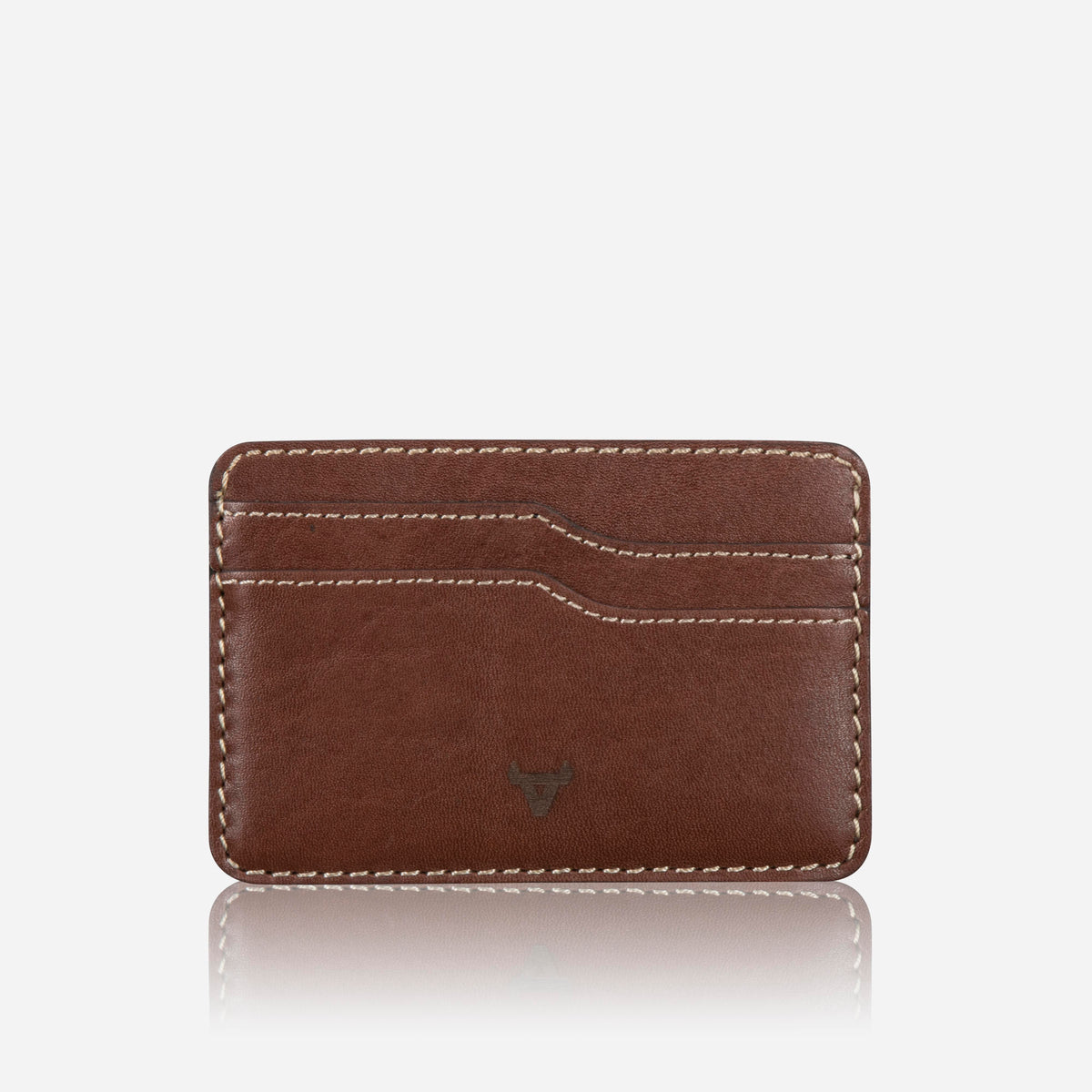 Wayne Leather Card Holder in brown, back view with two card slots