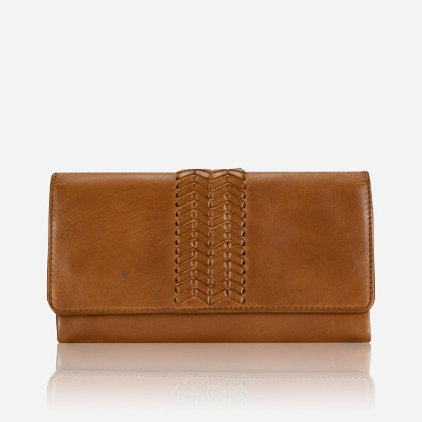 Hepburn  Leather Purse With Flap, Tan