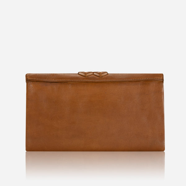Hepburn  Leather Purse With Flap, Tan