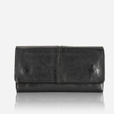 Hepburn  Leather Flap Purse, Black