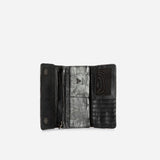 Hepburn  Leather Flap Purse, Black