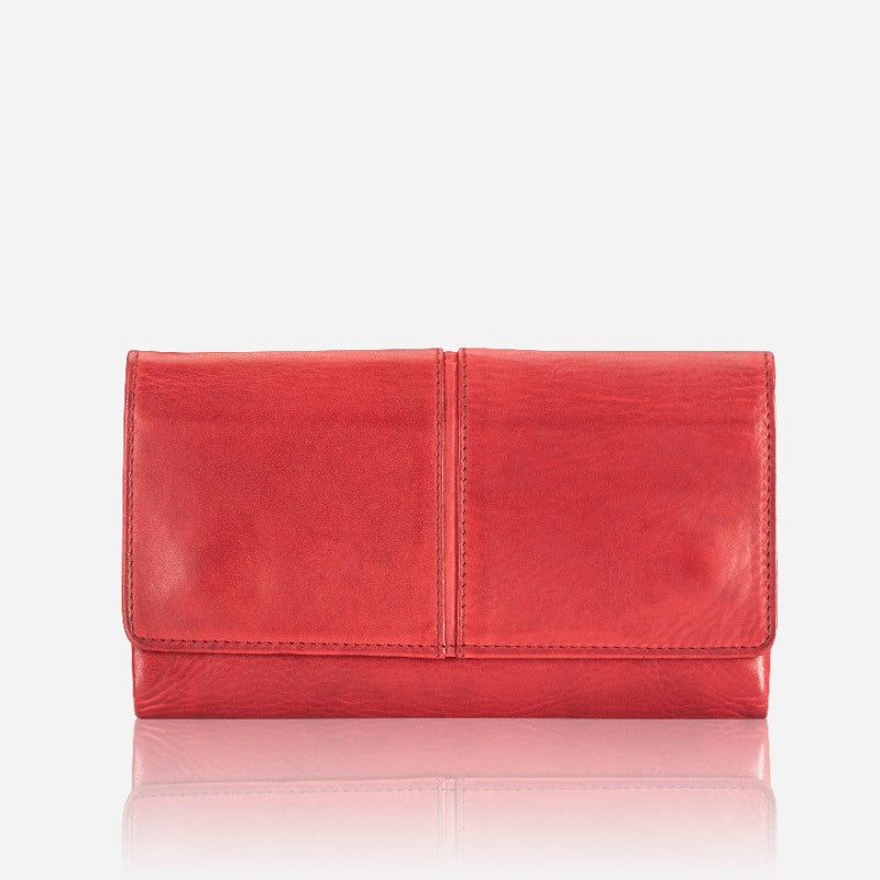 Hepburn  Leather Flap Purse, Red