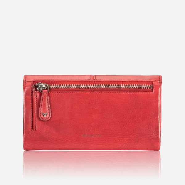 Hepburn  Leather Flap Purse, Red