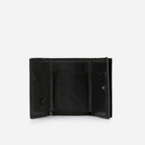 Brando Compact TriFold Leather Wallet, Black