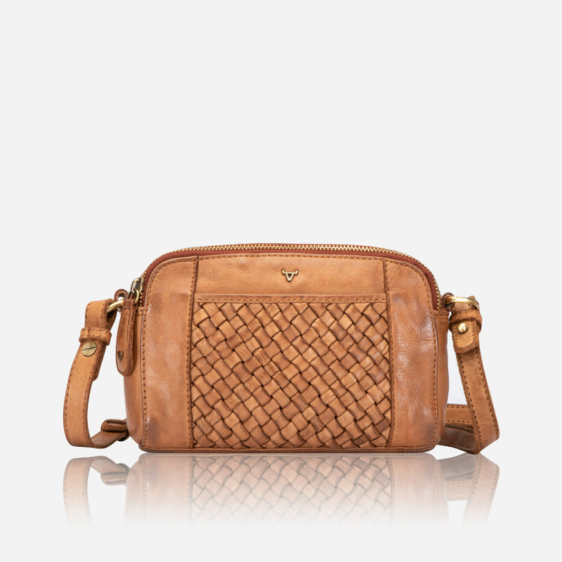 Diaz Small Leather Crossbody Bag, Tan