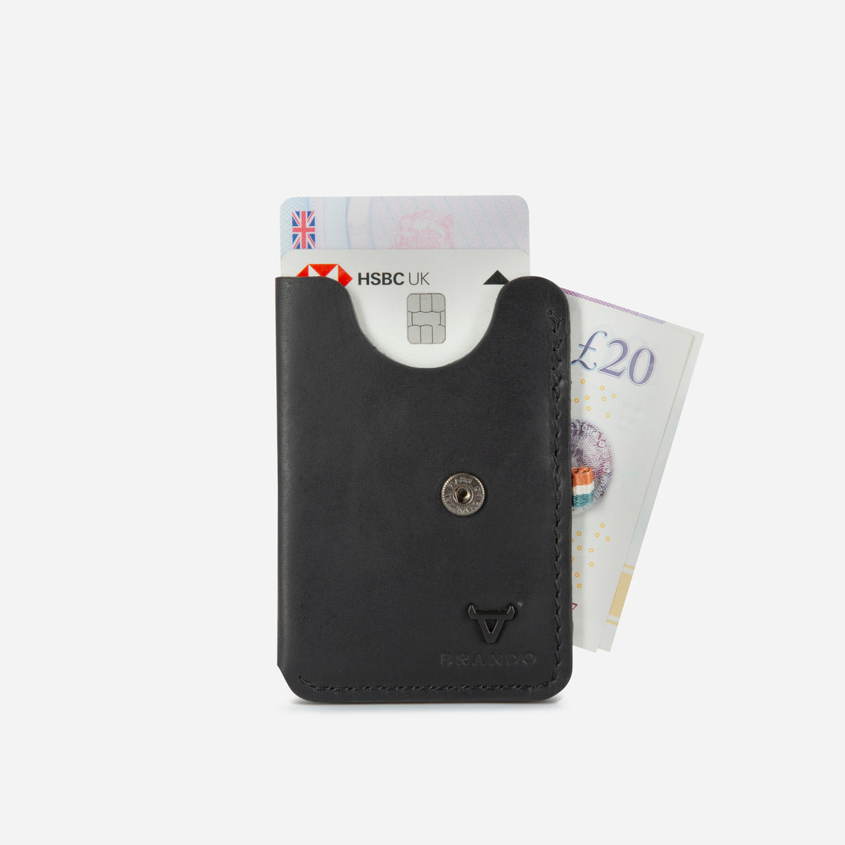 James Upright Card Holder in Black - card holder with cards and notes | Brando Leather