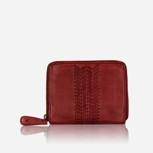 Garbo Small Leather Zip Around Purse, Red