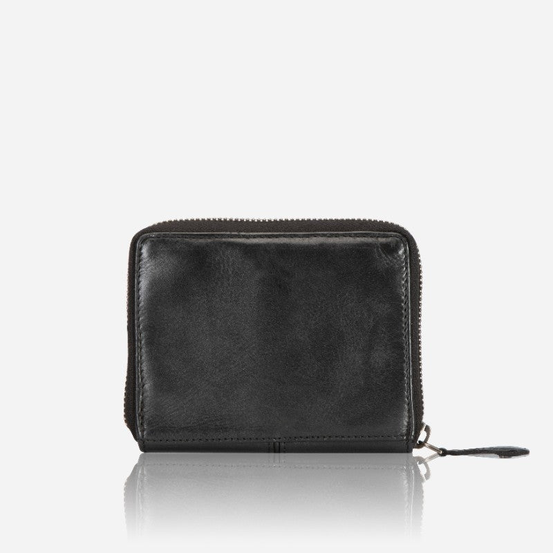 Garbo Small  Leather Zip Around Purse, Black