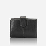 Loren Medium Leather Purse With Tab Closure, Black