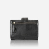 Loren Medium Leather Purse With Tab Closure, Black