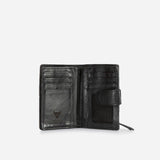 Loren Medium Leather Purse With Tab Closure, Black