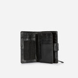 Loren Medium Leather Purse With Tab Closure, Black