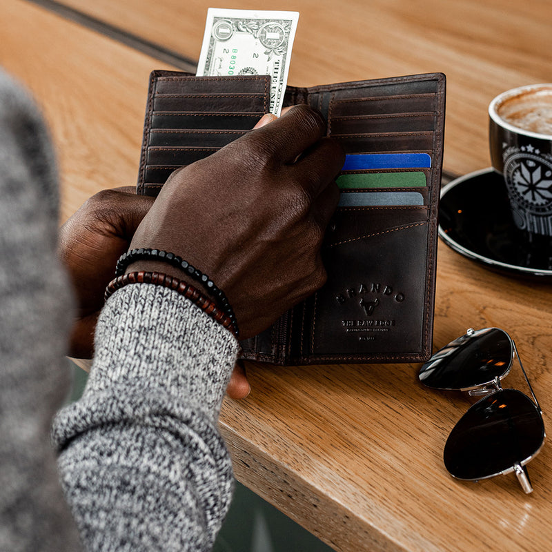 Upright Leather Pocketbook, Black - Leather Wallet | Brando Leather South Africa