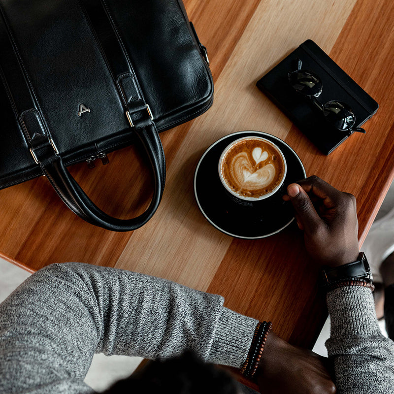 15" Slim Briefcase, Brown - Leather Laptop Bag | Brando Leather South Africa