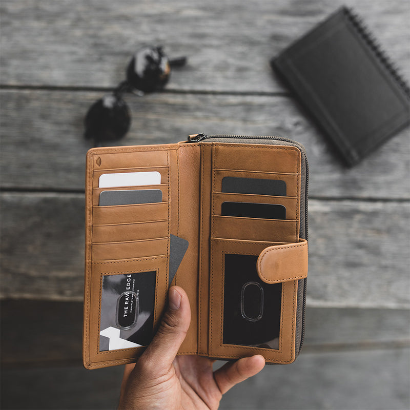 Multicard Cooper Purse with Zip, Tan - Leather Purse | Brando Leather South Africa