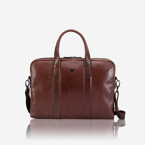 15" Slim Briefcase, Brown - Leather Laptop Bag | Brando Leather South Africa