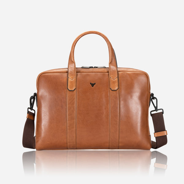15" Slimline Leather Laptop Bag, Medium Brown