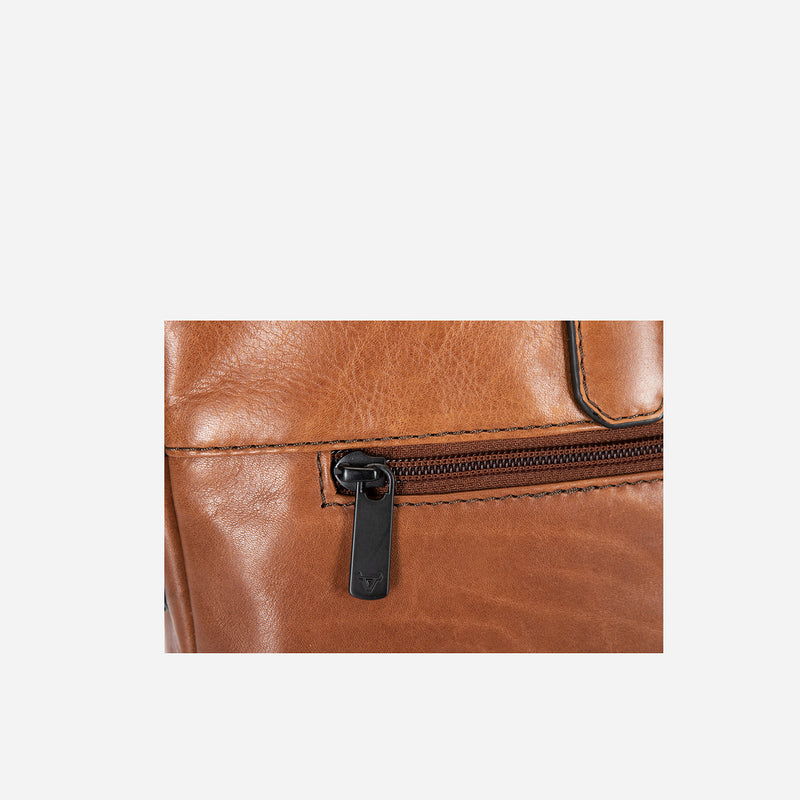 15" Slimline Leather Laptop Bag, Medium Brown