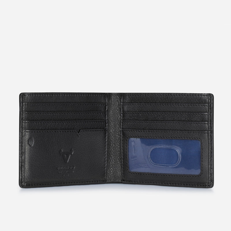Brando Slim Leather Card And Note Wallet, Black