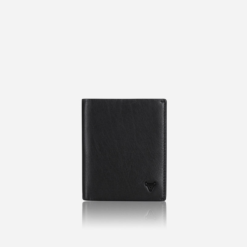 Brando Slim Card & Note Wallet With Zip Coin Pouch, Black