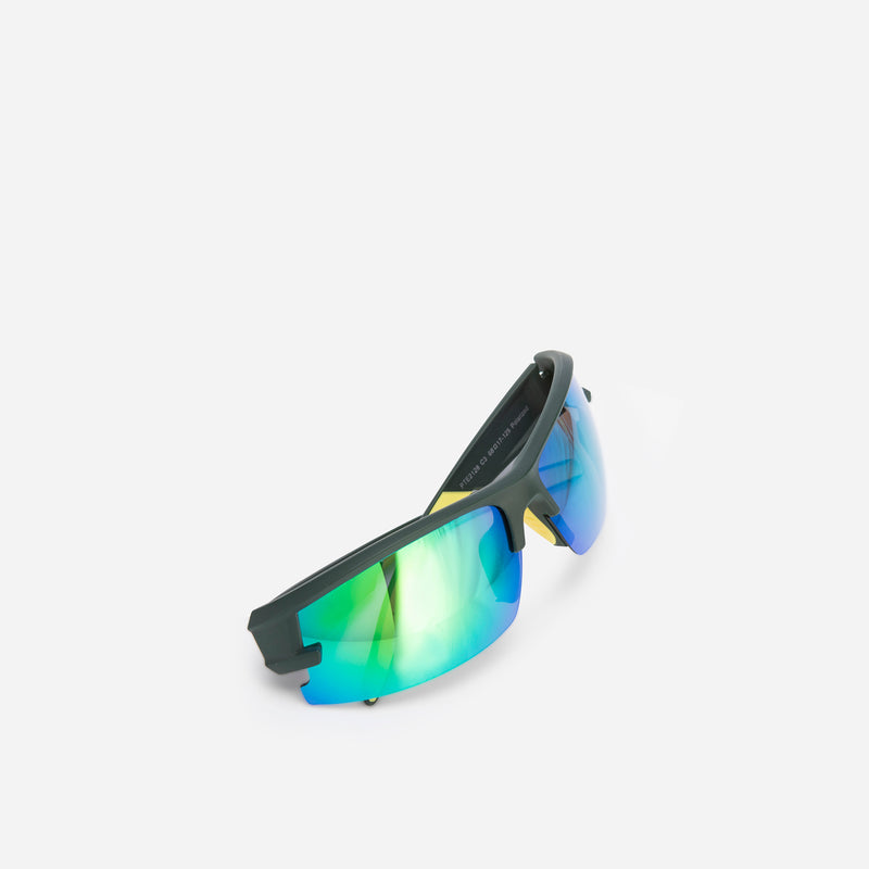 Semi Rimless Sports Sunglasses, Matte Green - Sunglasses | Brando Leather South Africa