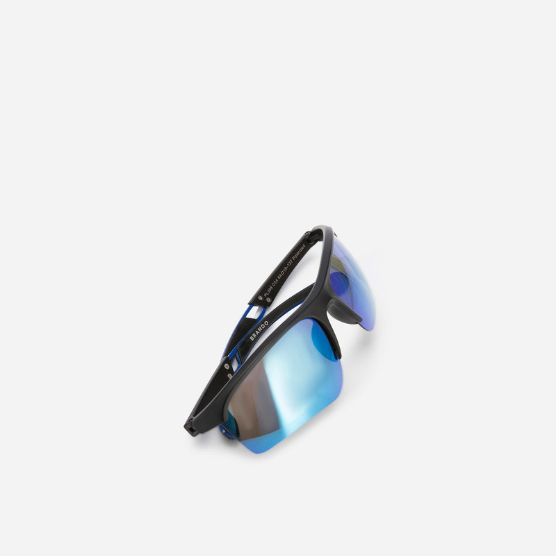 Semi Rimless Sports Sunglasses, Matte Black - Sunglasses | Brando Leather South Africa