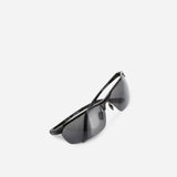 Semi Rimless Sports Sunglasses, Black - Sunglasses | Brando Leather South Africa