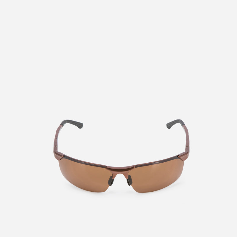 Semi Rimless Sports Sunglasses, Bronze - Sunglasses | Brando Leather South Africa