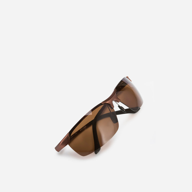Semi Rimless Sports Sunglasses, Bronze - Sunglasses | Brando Leather South Africa