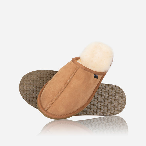 Mens Slip On Slipper, Chestnut