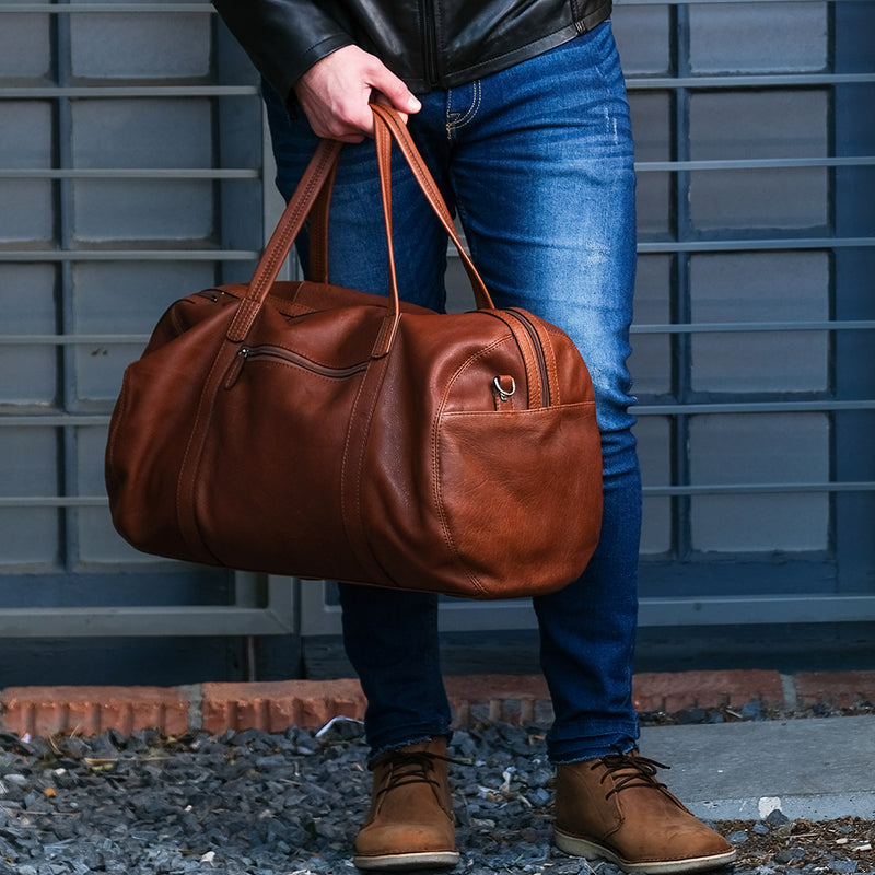 Military Style Duffel, Copper Brown - Brown Leather Travel Duffel Bag | Brando Leather South Africa