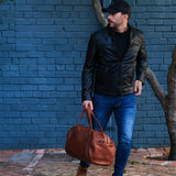 Military Style Duffel, Copper Brown - Brown Leather Travel Duffel Bag | Brando Leather South Africa