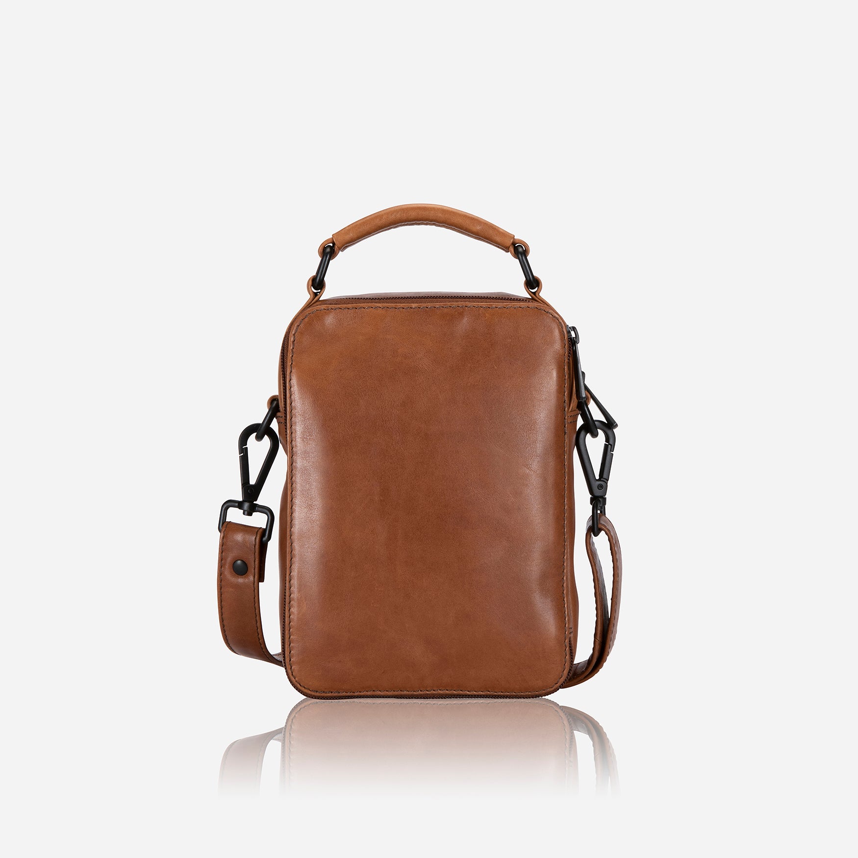 Gent's Leather Bag With Top Handle, Medium Brown
