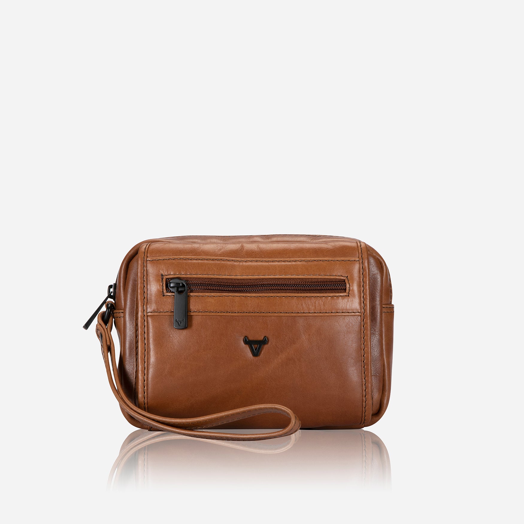 Gent's Bag With Hand Strap, Medium Brown