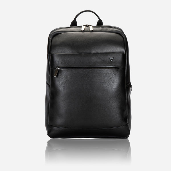 15" Mens Leather Laptop Backpack, Black